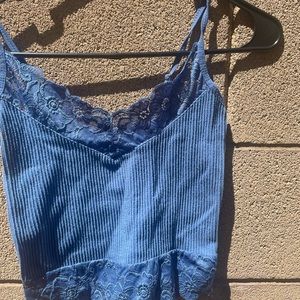 Y2K Blue lace ribbed tank